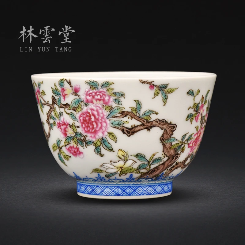 

|Lin Yuntang masters cup sample tea cup kung fu tea cups jingdezhen manual hand-painted pastel LYT9107 cups