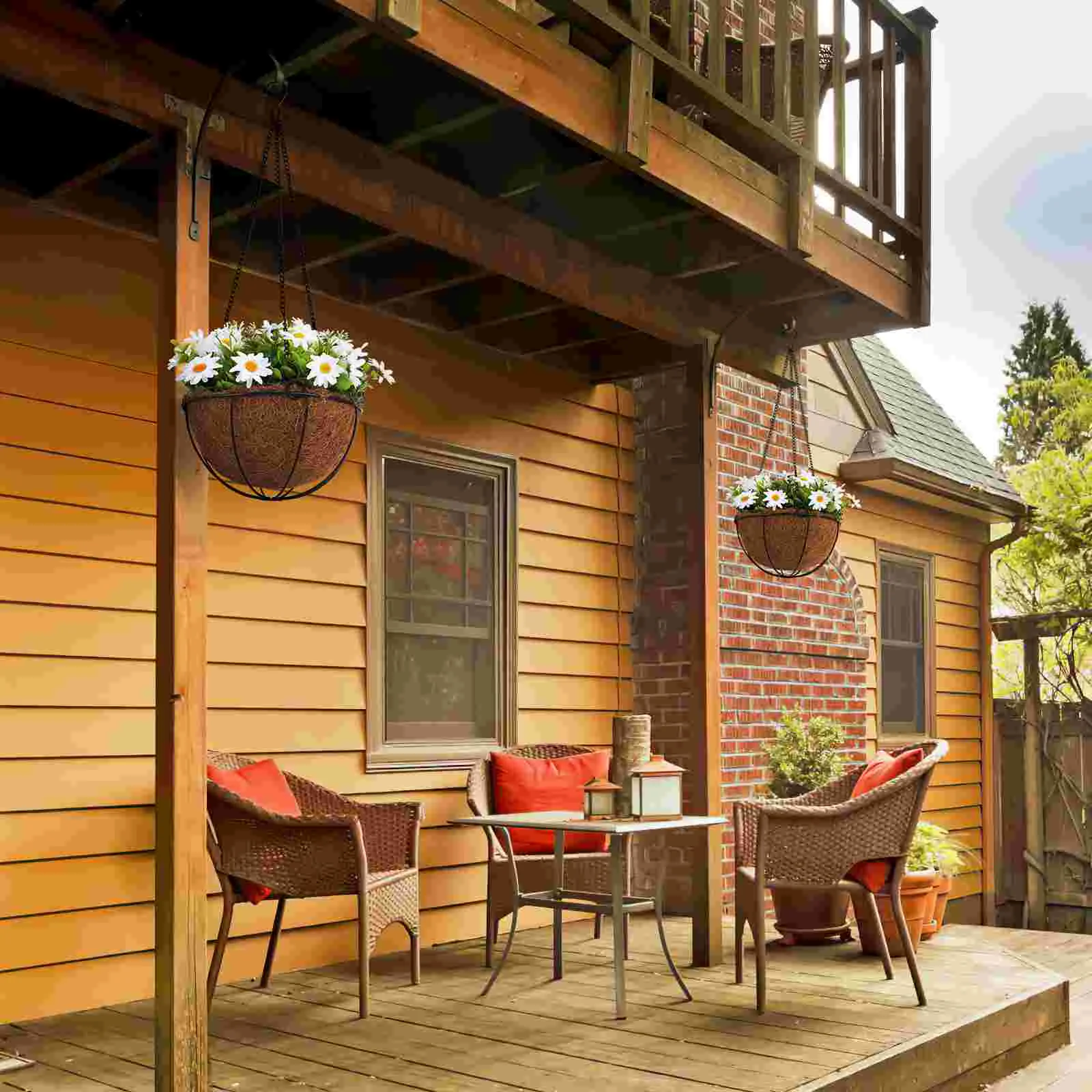 

Decorations Hanging Flowers Basket Artificial Outdoor Plants Faux Coir Outdoors Fake