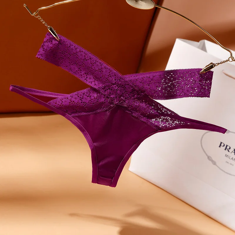 

Europe And The United States Sexy Thong Female Lce Silk Sexy Traceless Cross Lace Breathable Sexy Women Panties Pure Desire