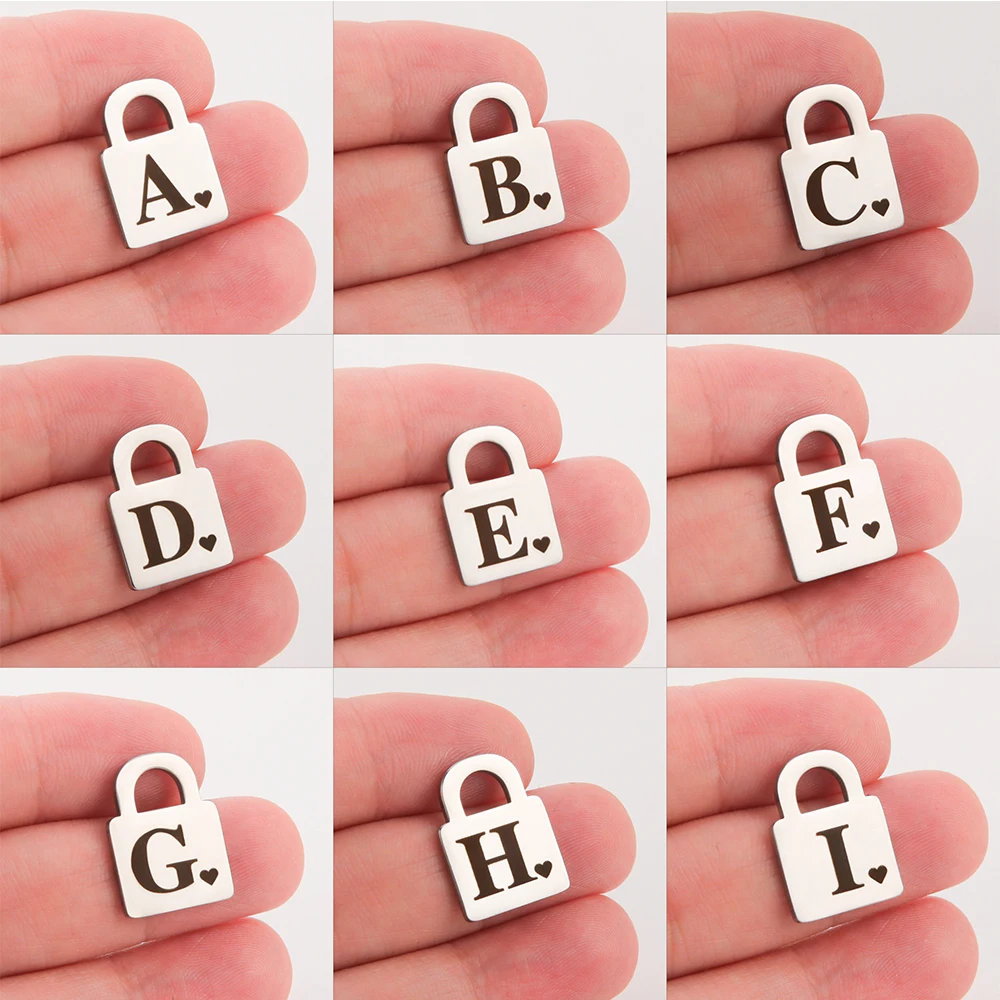 

EUEAVAN 5pcs Alphabet A-Z Letters Lock Shape Charms for Jewelry Making Necklace Pendants Love Family Wholesale DIY Accessories