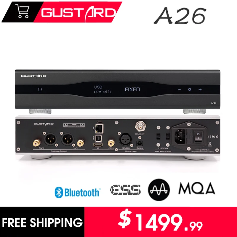 

Gustard A26 MQA Decoder Dual AK4499EX & AK4191 Support DSD512 PCM768K MQA384K DAC-A26 With Streamer/Renderer HIFI DAC