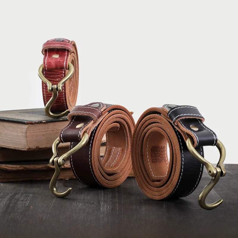 Кожаный ремень ручной работы в стиле ретро Amekaji