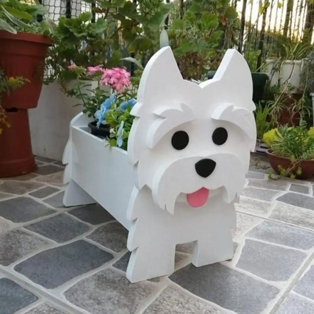 

Flower Pot Detachable Multi-purpose Garden Home Decor PVC Board Cute Dog Shaped Flower Planter Plants Container for Balcony