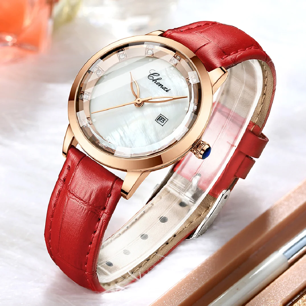 2022 CHENXI Fashion Ladies Watches Simple Round Dial Clock Casual Leather Waterproof Watch Analog Quartz Women Wristwatch enlarge