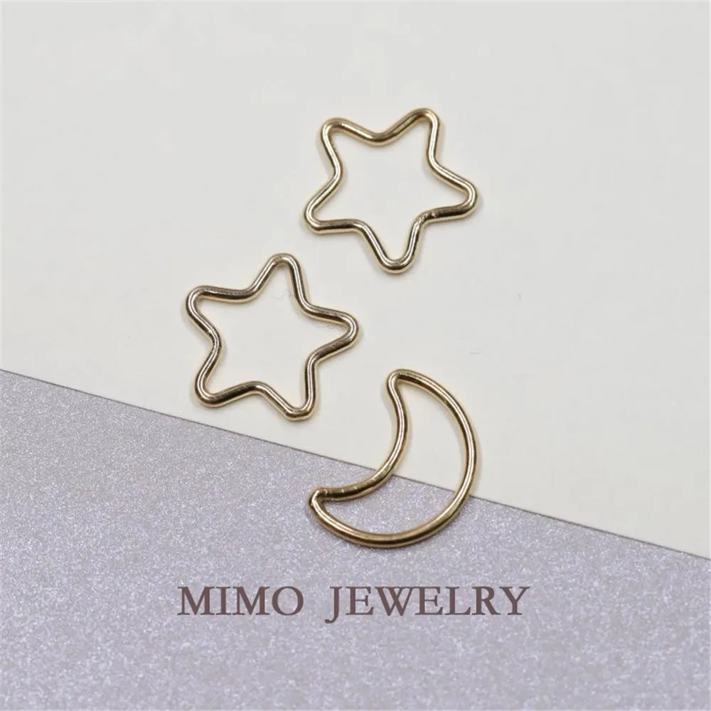 

United States imports 14K Gold Filled star moon closed ring hollow pendant DIY manual accessories