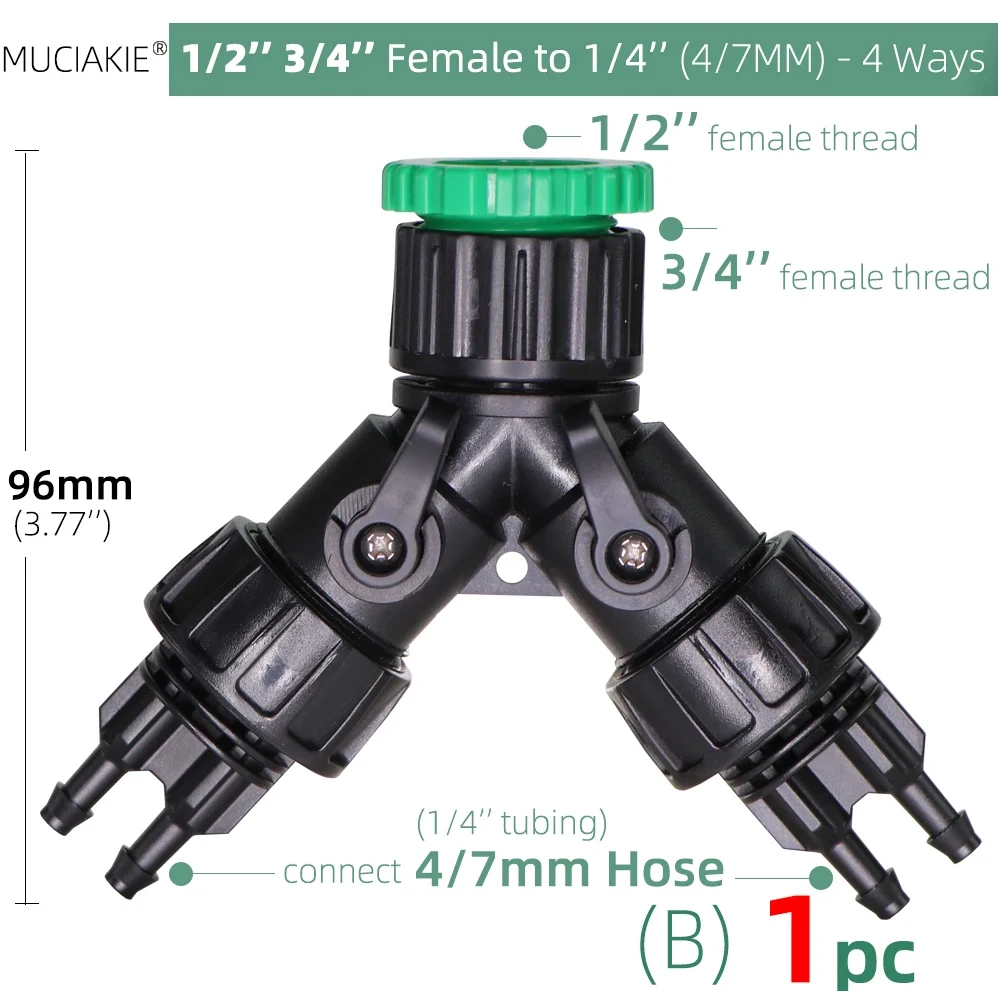 

Пластиковый соединитель для шланга 1/2" 3/4", внутренняя резьба