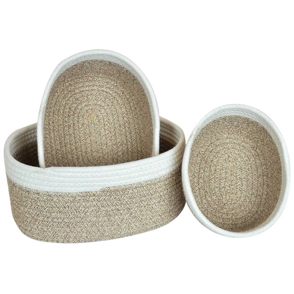 

Rope Woven Storage Basket Desktop Cosmetics Organizer Hamper Decorative Baskets
