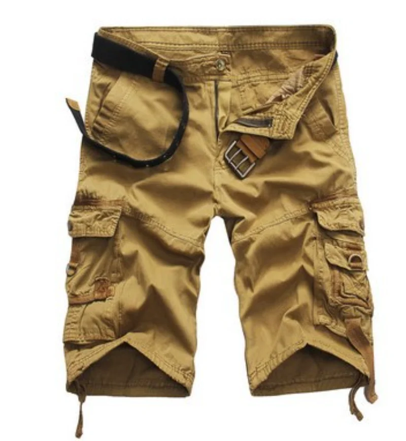 

Men's Plus Size Five-point Pants Baggy with Multiple Pockets Belted Cargo Shorts