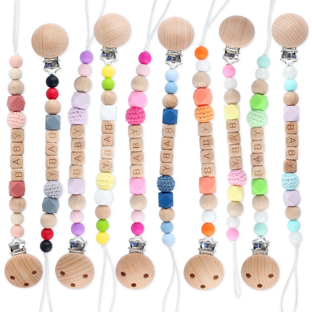 

Baby Personalized Pacifier Clip Chain with Name DIY Gifts Dummy Nipples Holder Clips Teethers Toys Anti-lost Babies Accessories
