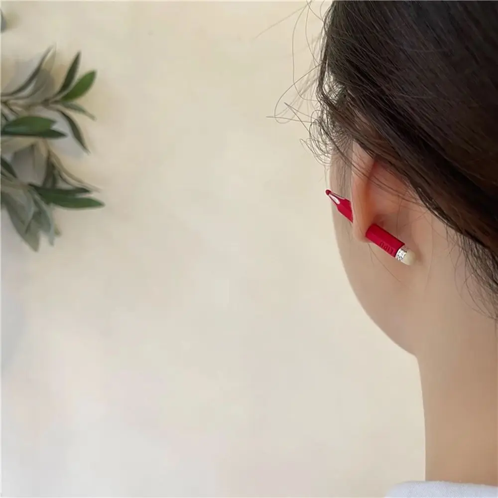 Zinc Alloy Female Punk Dangle Earrings Korean Style Earrings Women Stud Earrings Fashion Jewelry Red Pencil Earrings