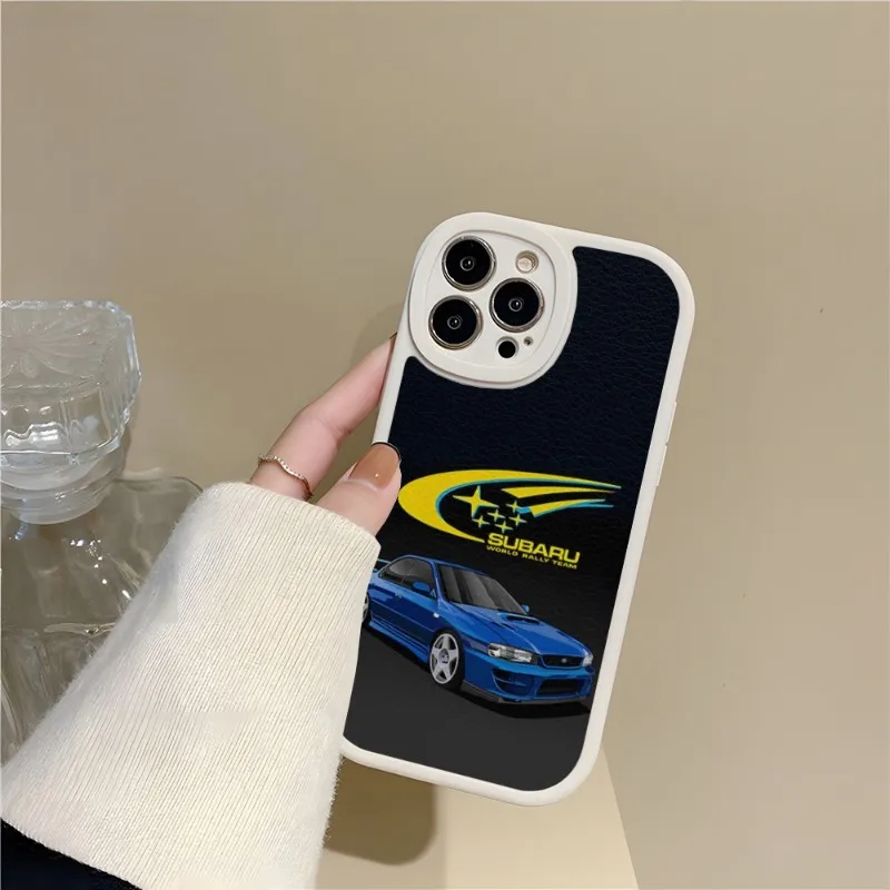 JDM Subaru WRX Sti чехол для телефона с логотипом из шкуры ягненка Iphone 14 Pro 11 13 12 Mini X Xr Xs Max 7