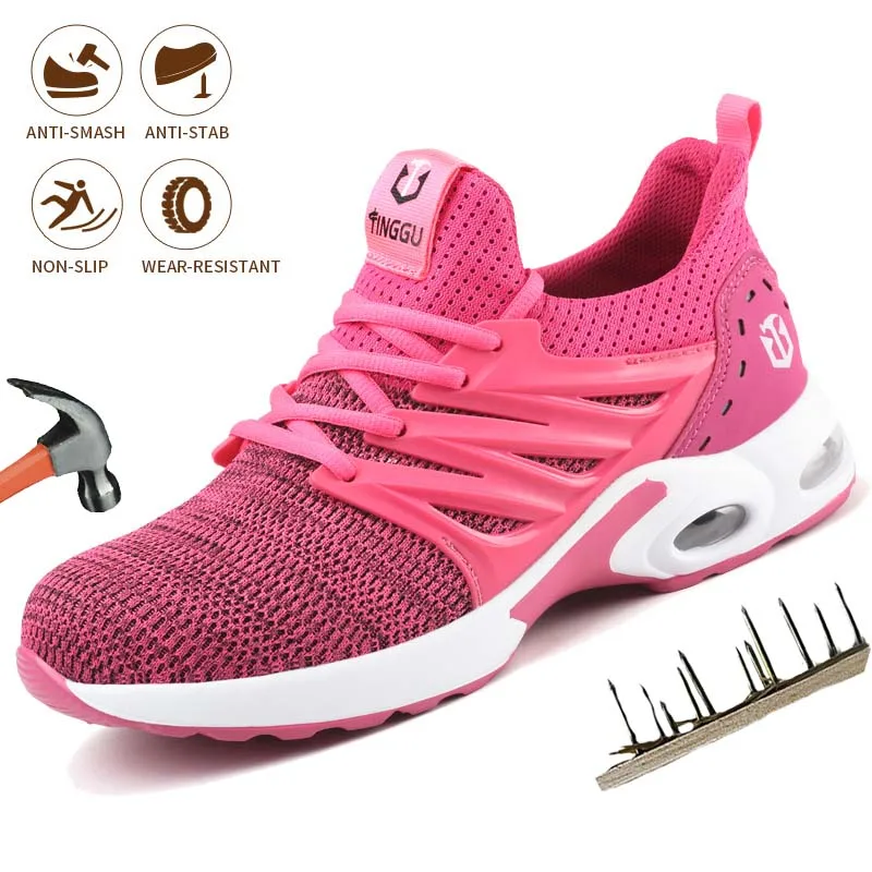 

Women Safety Work Shoes Lightweight Comfortable Breathable Work Sneakers Steel-toed Puncture-Proof Indestructible Shoes Men