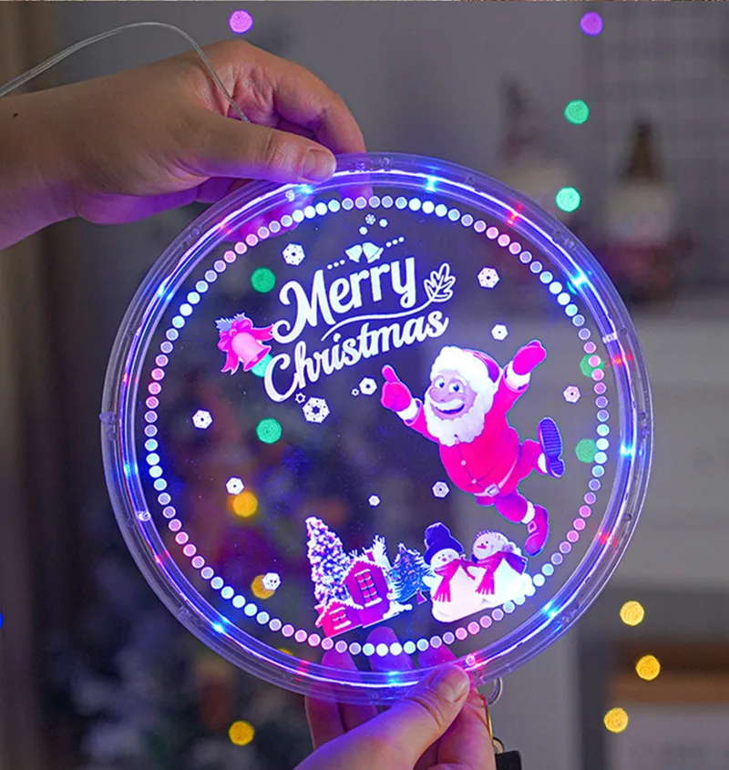 

Festoon Window Lamp 3D Round Hanging Light with Music Christmas Fairy Light for Home Wall New Year Party Decoration 2023 Navidad