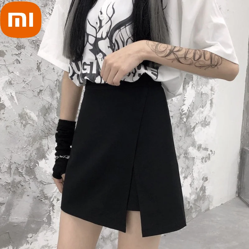 

Женские готические мини-юбки Xiaomi, черная юбка с асимметричным разрезом и высокой талией, шорты, летняя корейская мода, уличная одежда в стил...