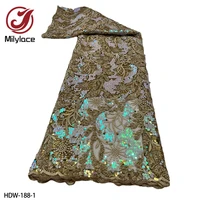 2022 african net lace fabrics high quality sequin mbroidery lace fabric for party hdw 188