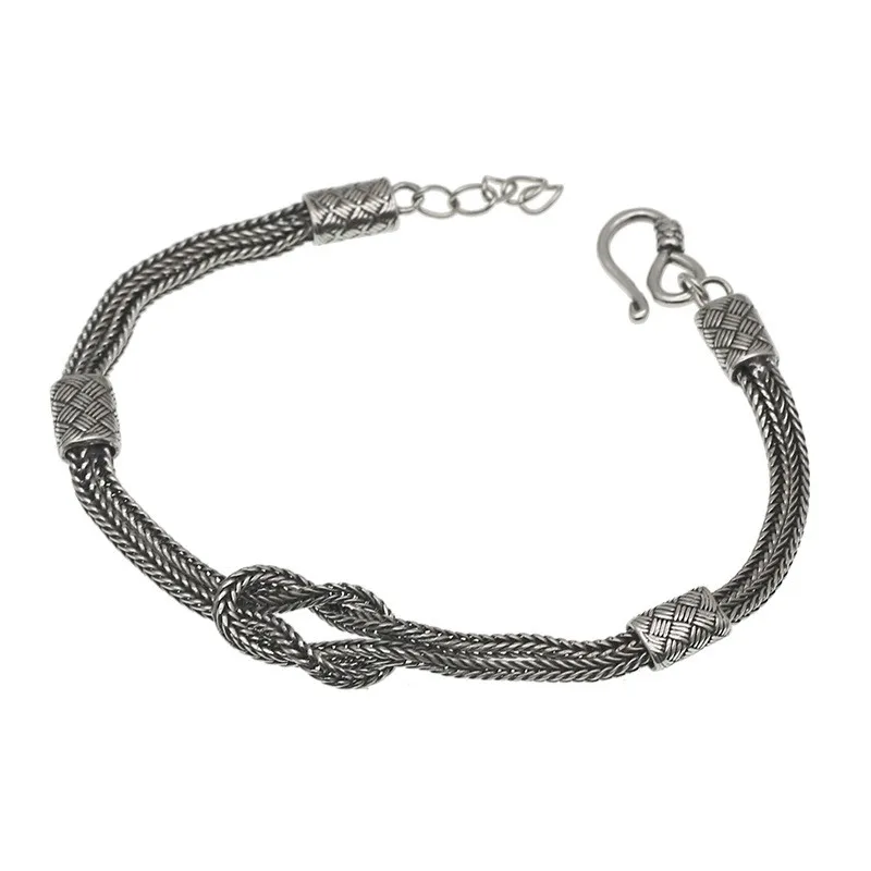 

002-SL-95 ZFSILVER Silver S925 Fashion Trendy Luxury Retro Creative Türkiye Weave Tie Bracelets Men Women Wedding Party Jewelry