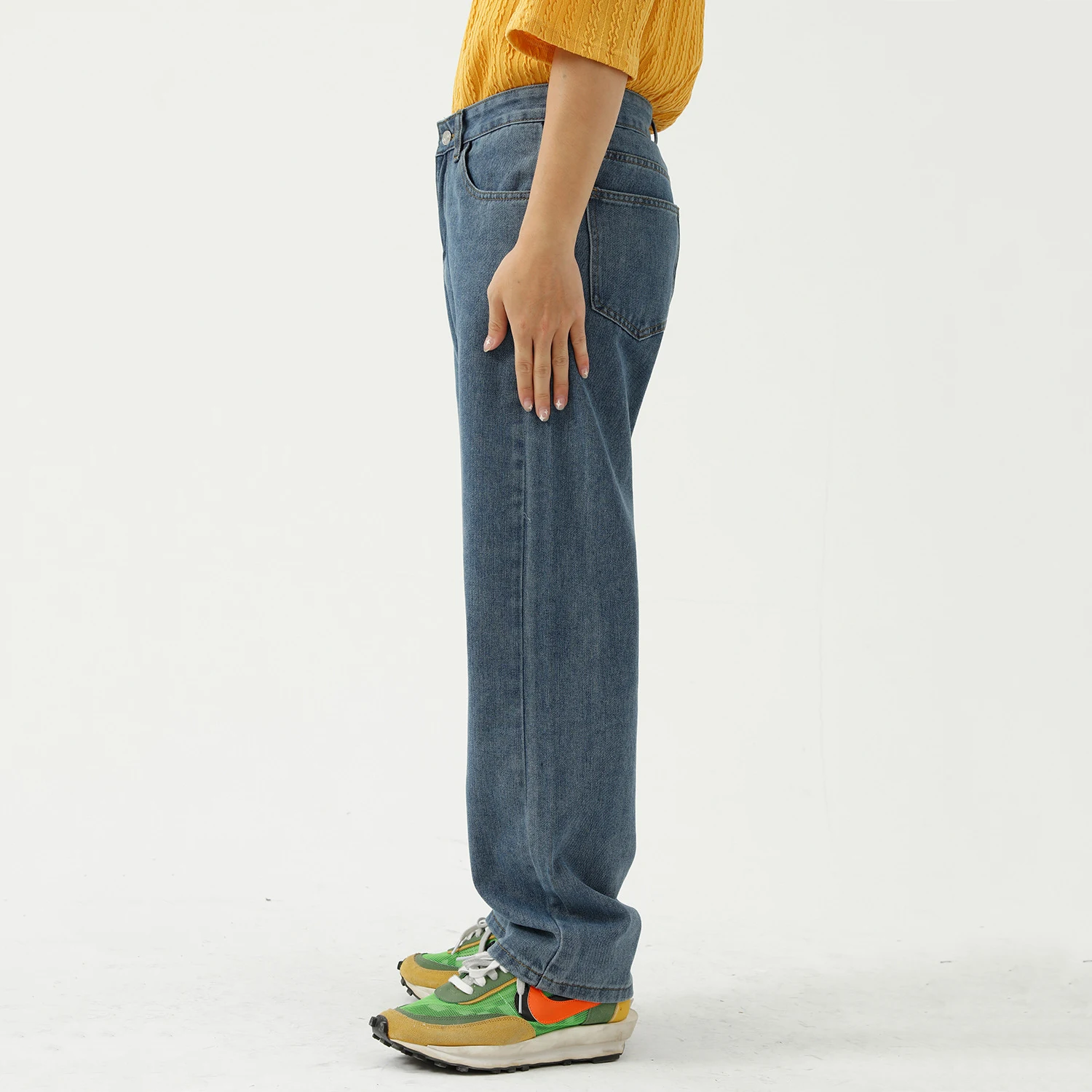 Men's Jeans Men's Trousers Solid Blue Straight Jeans Streetwear Men's Clothing Denim Men's Baggy Jeans Y2k Clothes Men Jeans