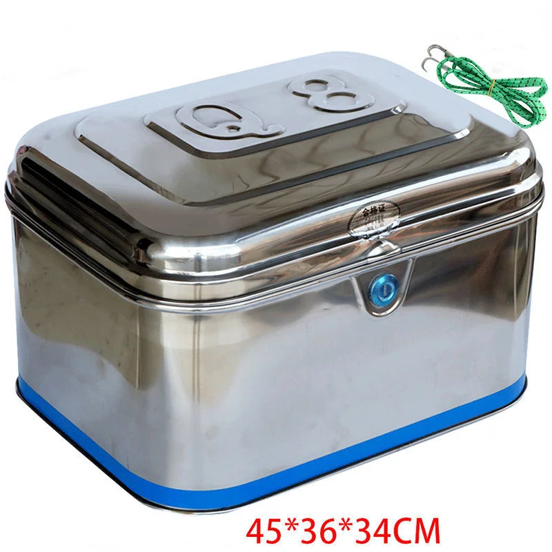 

Багажник мотоцикла утолщенный из нержавеющей стали очень большой багажник для электрического скутера Серебряный износостойкий ящик для инструментов для мотоцикла