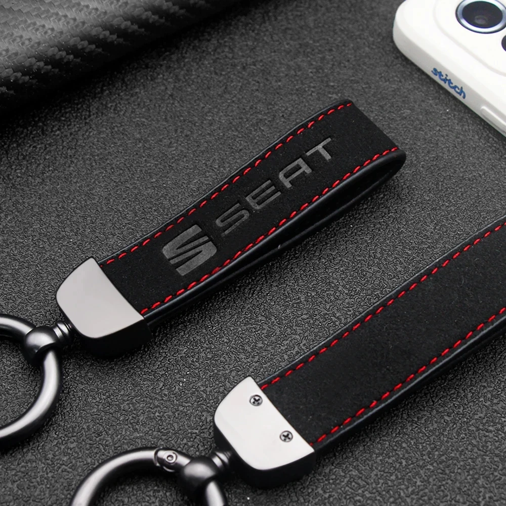 

Car Keychain Car Logo Alloy Pu Leather Key Chain Key Ring For SEAT Leon Ibiza 6J 6L Alhambra Exeo Altea Arona Ateca