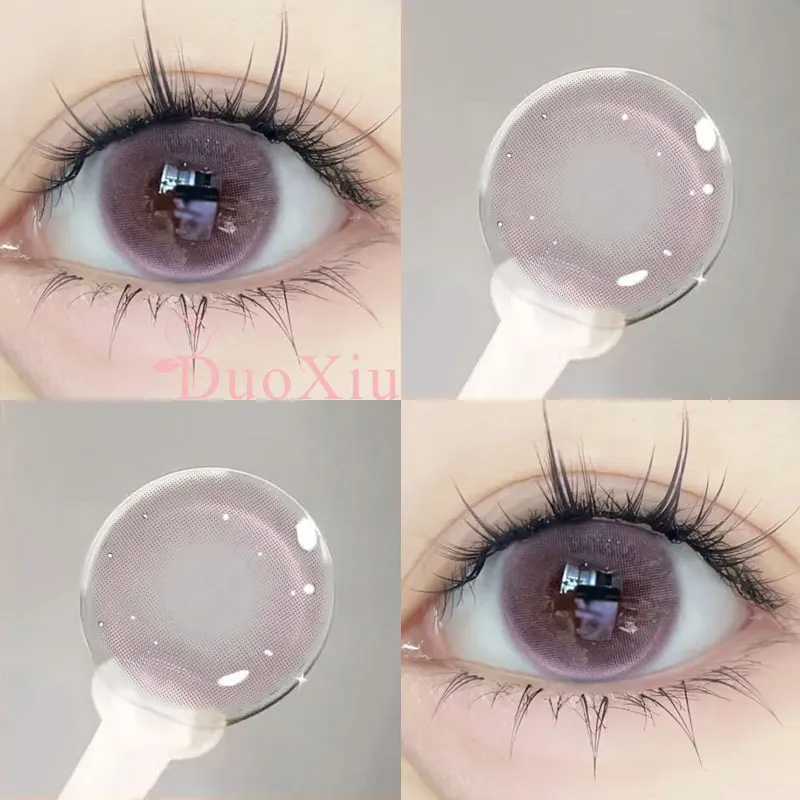 DUOXIU годовые красивые контактные линзы двойного цвета с диоптриями фиолетовые