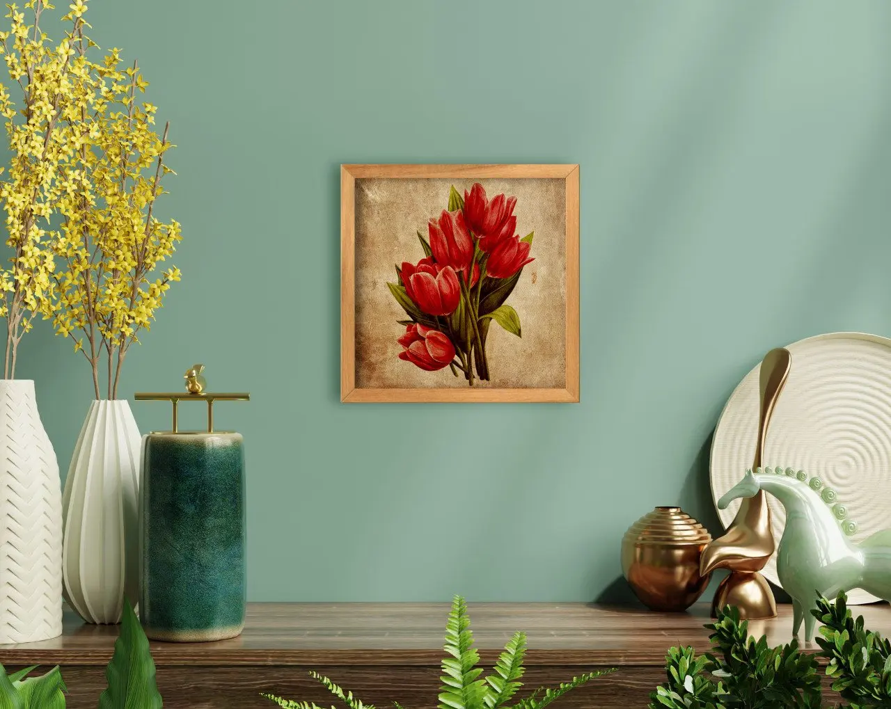 

BK Home Flowers Handmade Wood Framed Tablo-5 Modern Convenient Reliable Decoration Gift Quality Design Simple Vicinity