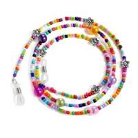 bohemian colorful beaded glasses chain metal ball plum rose daisy charm mask lanyard holder sunglasses strap jewelry accessories