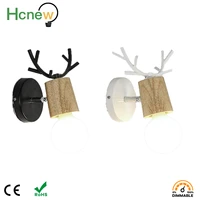 hcnew antlers wall lamps iron wood metal painted lamps body modern light fixtures e27 for home coffee hotel christmas decoration