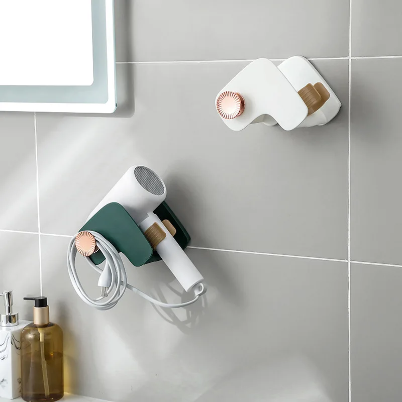 

Hair Dryer Straightener Holder Wall Mounted Shelf With Strong Back Glue For Bathroom No Drilling Wire Hanger Strong Adhesive