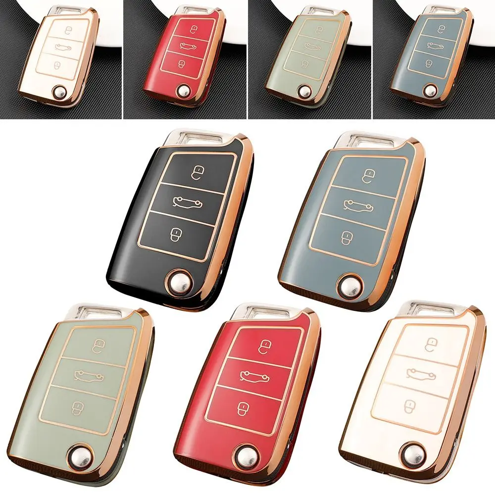 

Новинка защитные автомобильные аксессуары кожаный чехол для ключа с дистанционным управлением чехол для ключа для VW Golf 7 | T-cross | Skoda
