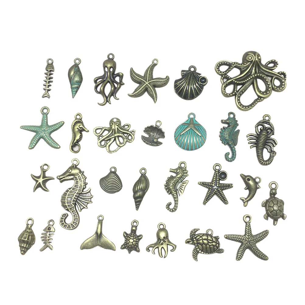 

56pcs Jewelry Making Charms Mixed Smooth Marine Animal Metal Charms Pendants DIY for Necklace Crafts accessories materials