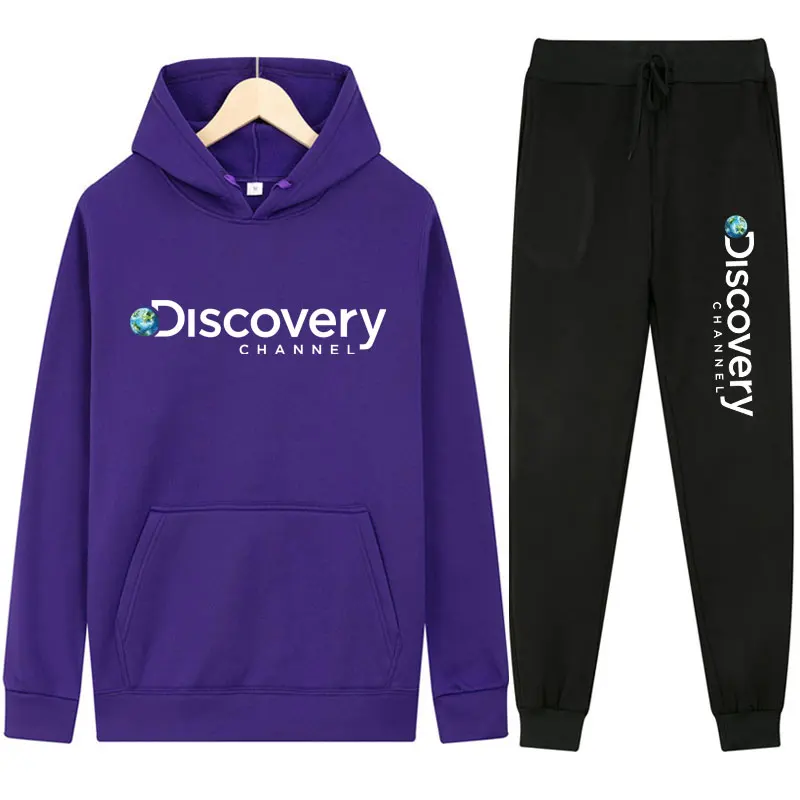 

Спортивный костюм для женщин New Discovery Channel, повседневный комплект из двух предметов, свободная толстовка с капюшоном и штаны с принтом, костю...
