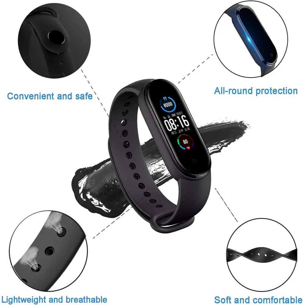 Strap For Xiaomi Mi Band 7 6 5 Bracelet Sport Silicone Wristband belt Replacement Smart watch Xiao Mi Band 3 4 5 6 Strap