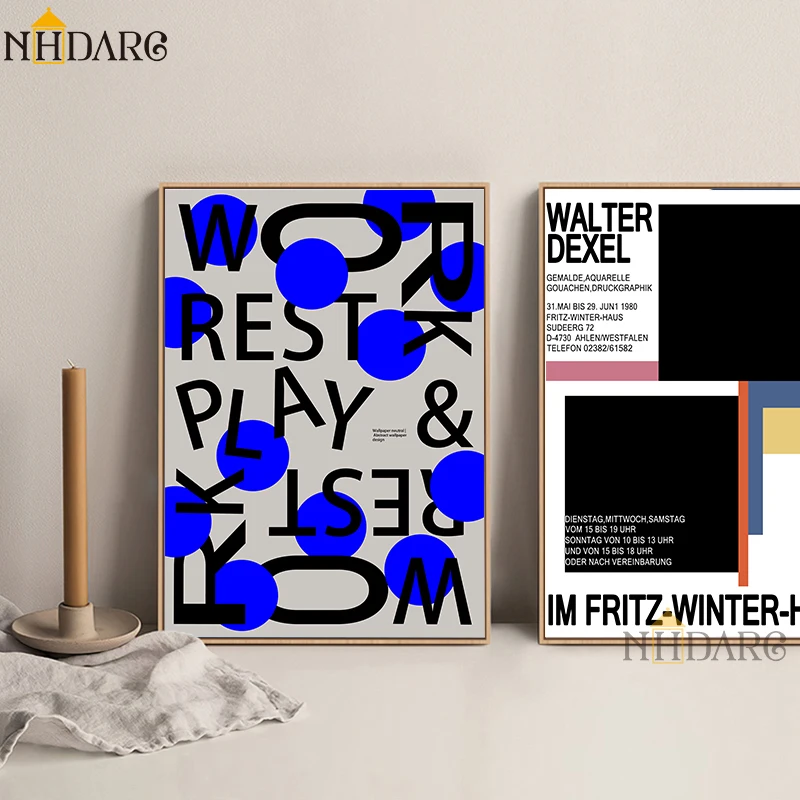 

NHDARC Canvas Print Painting Poster Modern Fashion Blue Black Words Quote Nordic Wall Pictures Art Dormitory Studio Home Decor