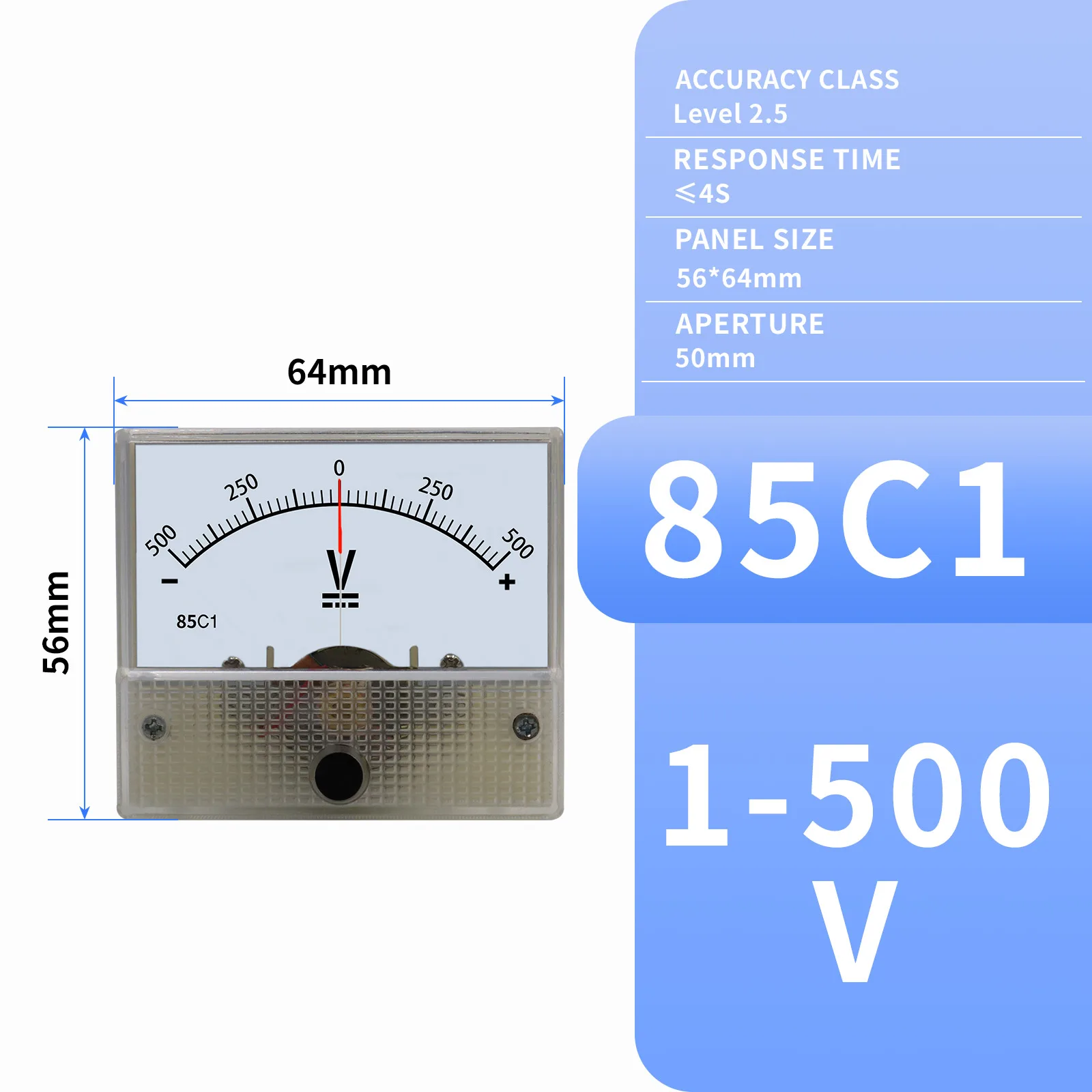 YICHENG DC прибор измеритель положительного и отрицательного напряжения двунаправленный измеритель напряжения ± 85C1 1V2V3V5V10V15V20V30V50V100V200V500V