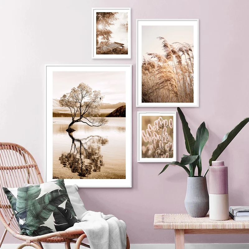 

Nordic Scandinavian Lake Weeds Natural Landscape Art Poster Modern Home Living Room Sofa Wall Painting Decorative Wall Painting
