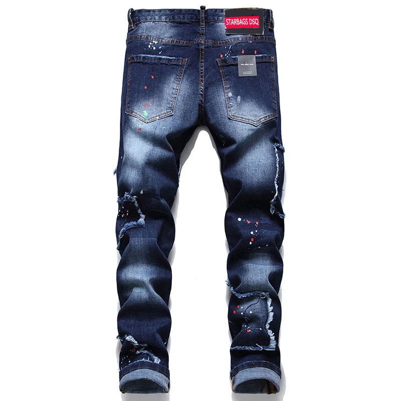 Мужские прямые джинсы в стиле панк