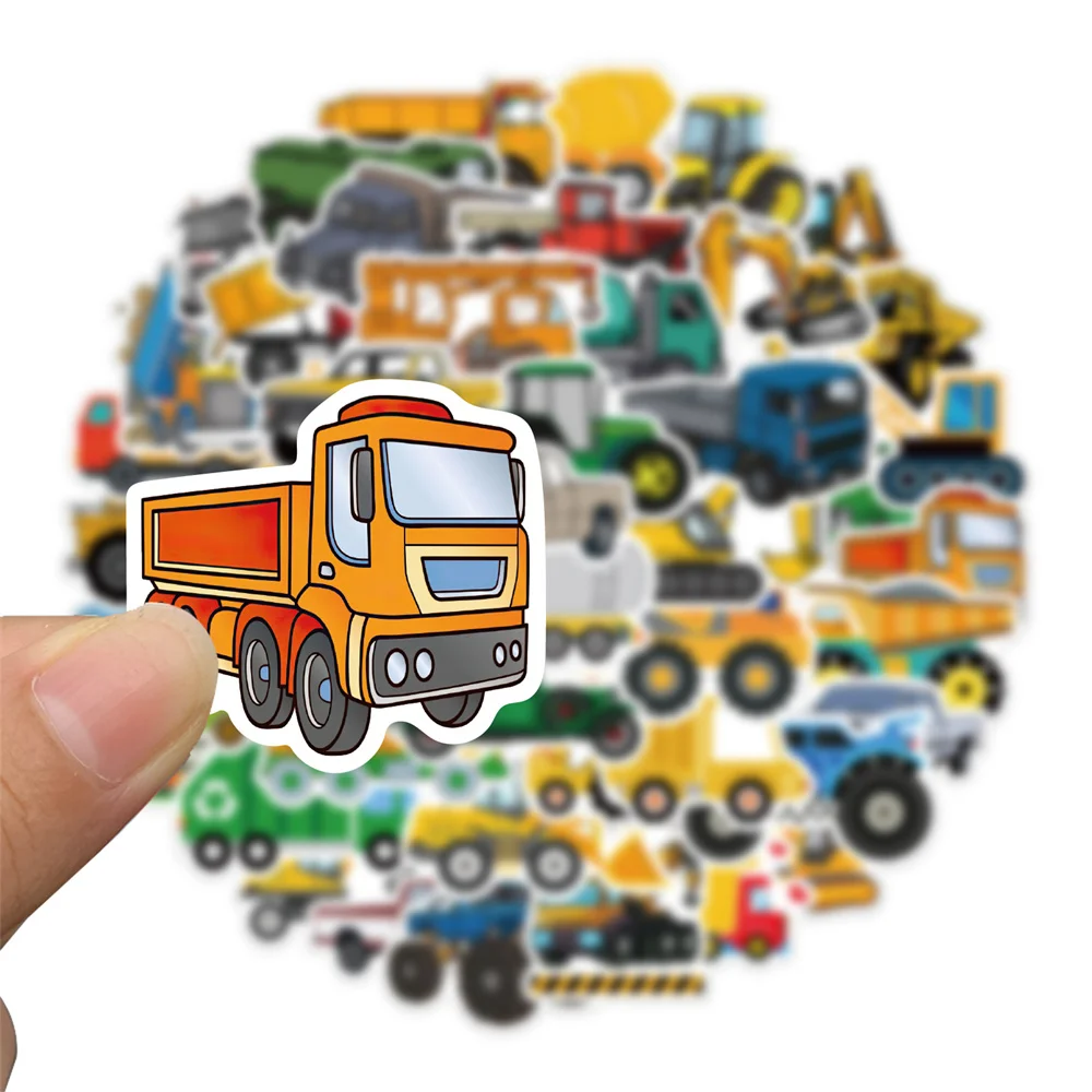 

50pcs Cute Digger Truck Stickers For Ipad Kscraft Journal Guitar Scrapbook DIY Vintage Kid Toys Sticker Scrapbooking Supplies