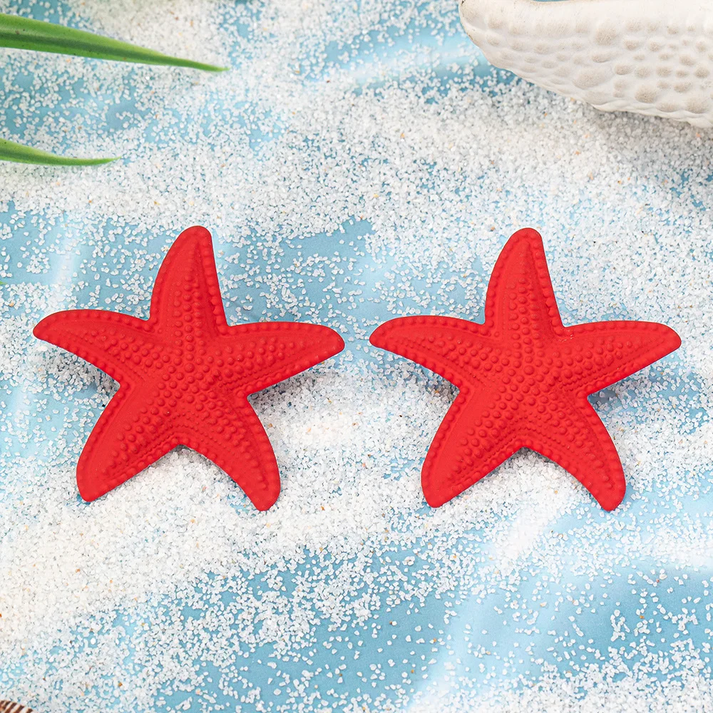 Летние серьги-гвоздики с эмалью и морской звездой в океане изысканные трендовые