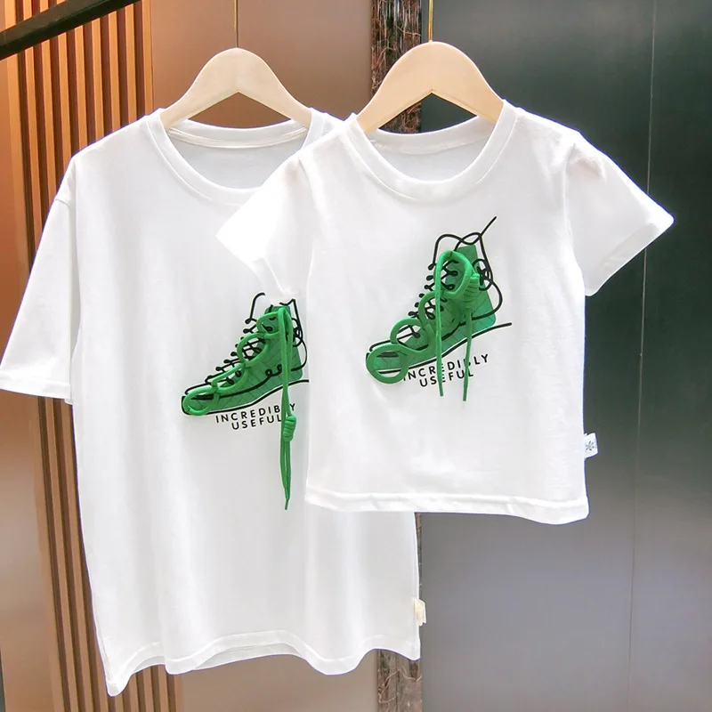 

Children's Summer T-shirt Parent-child Short-sleeved 2022 New Style Fried Street Mother and Daughter Family Clothes mommy and me