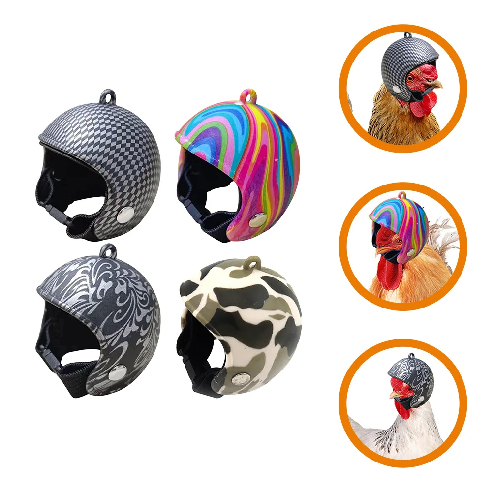 

4pcs Interesting Pet Chicken Miniature Plastic Hen Hats Protective Pet