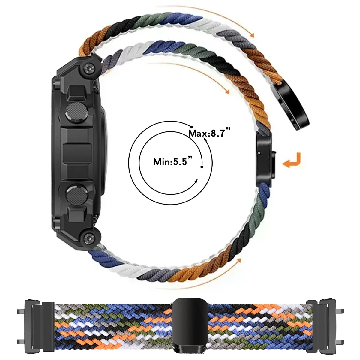 Фото Нейлоновый плетеный ремешок-петля для Huami Amazfit T-Rex 3 2, эластичный браслет для умных часов Huami Amazfit T-Rex/Pro/2Ultra Correa №5