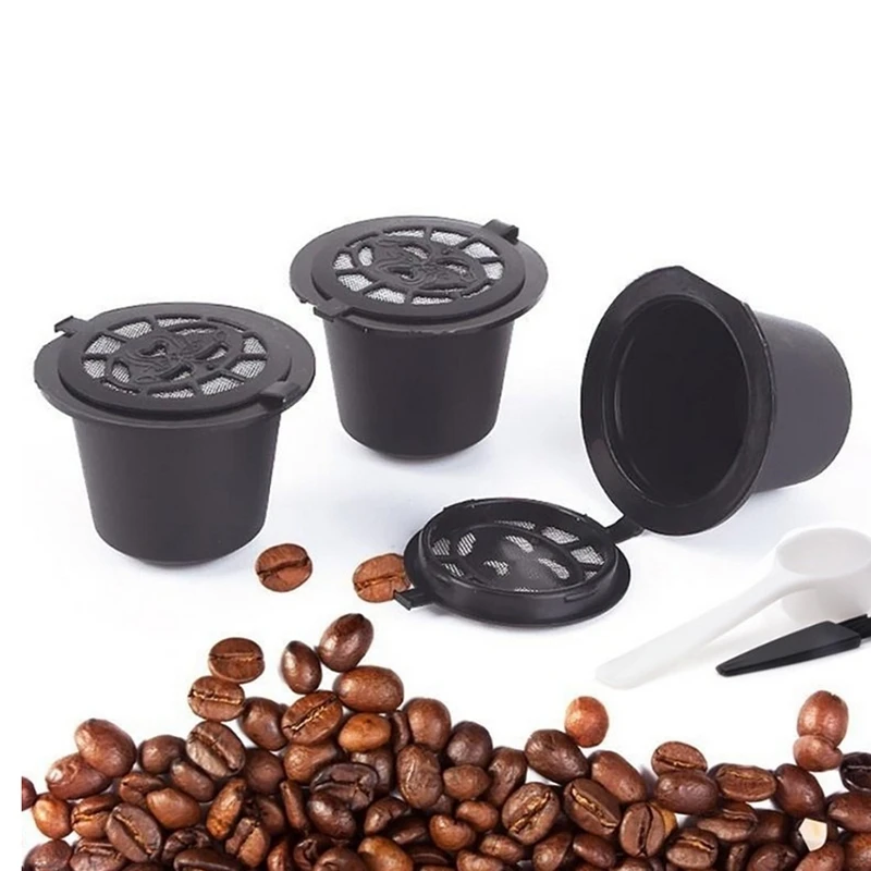 

5 Reusable Nespresso Capsules Refillable Coffee Capsule Filter with Nespresso Coffee Machines with Coffee Spoon Brush