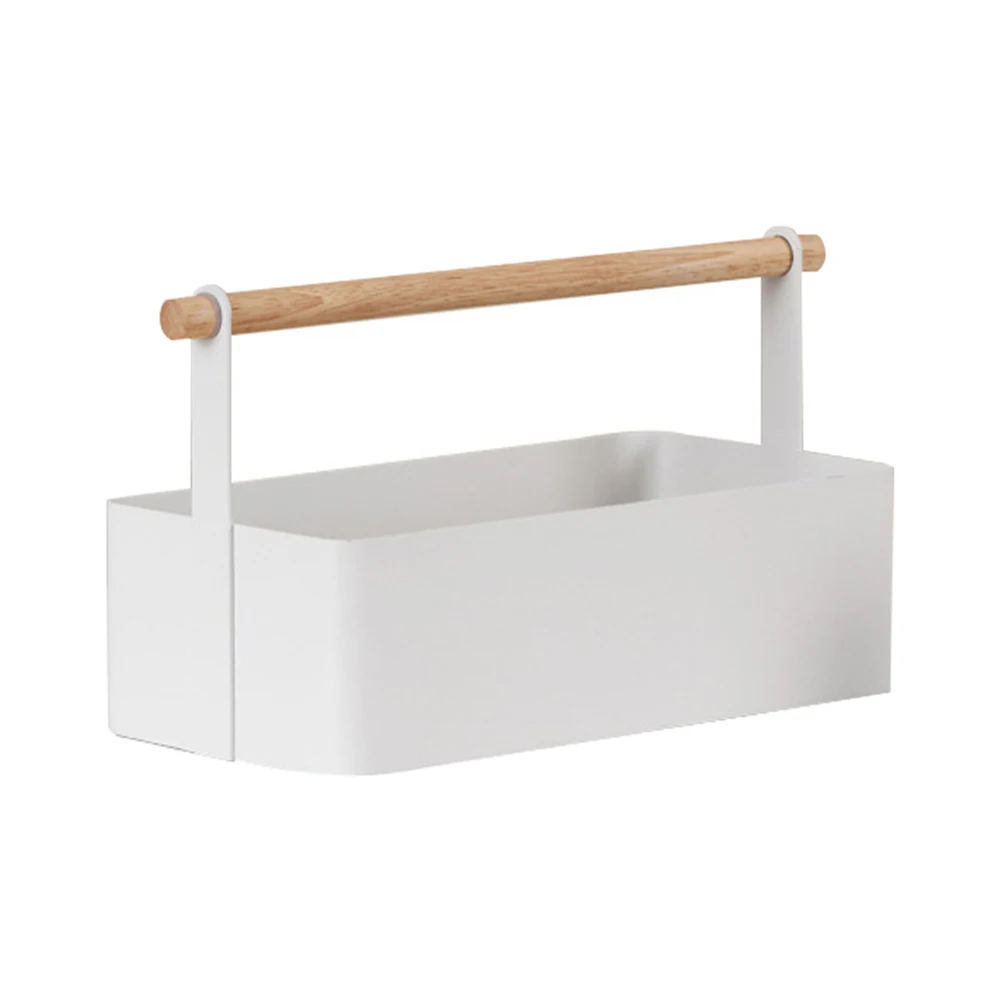 

Storage Organizer Oils Divided Basket Portable Wood Handle Rack Home Kitchen Seasoning Display Countertop Mustard Ketchup Sauces