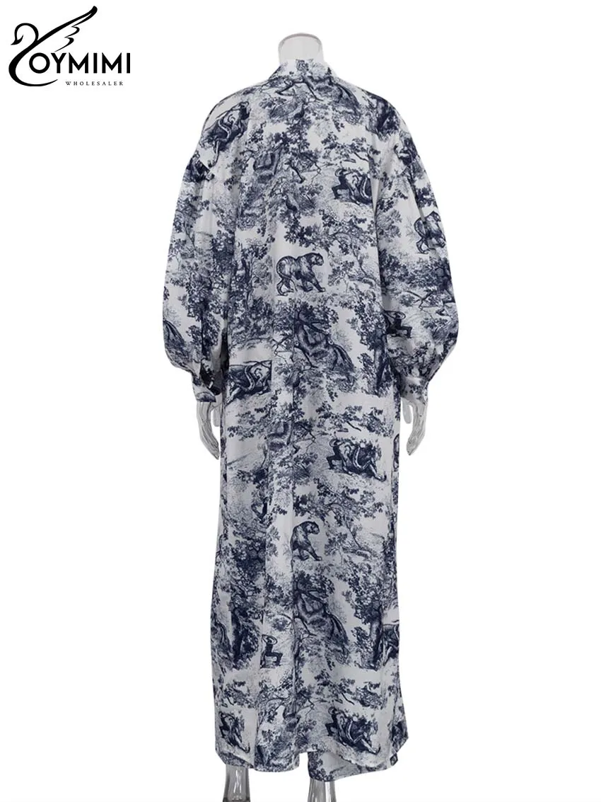 Oymimi Повседневный Синий Комплект из трех предметов с принтом для женщин