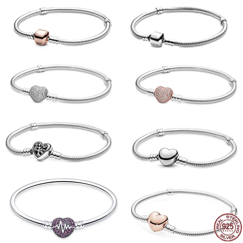 

Fashion 925 Sterling Silver Classic Snake Bone Bracelet fit Original Exquisite Charm Beads DIY Women's High Jewelry Gifts