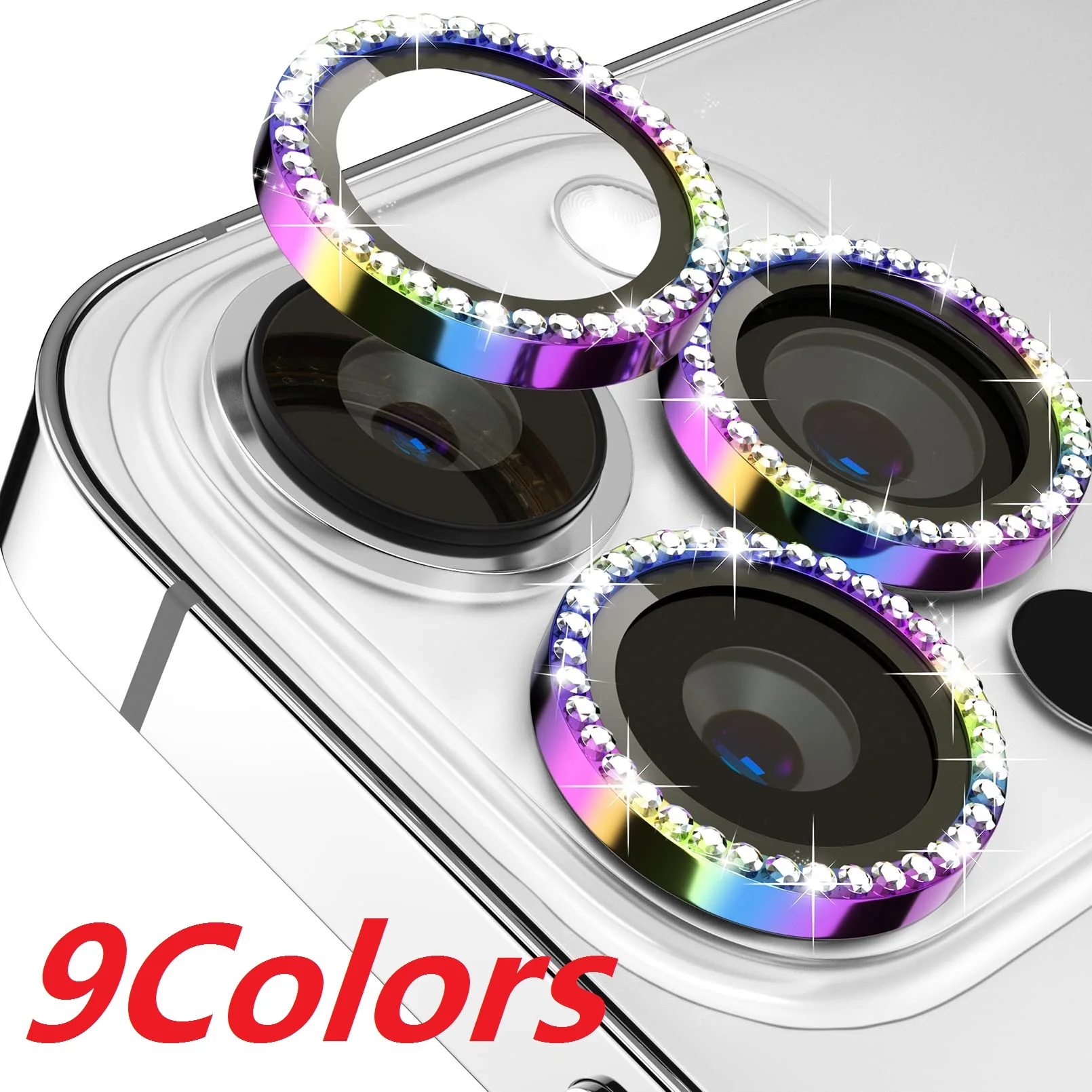 

500pcs Diamond Glitter Camera Lens Protector For iPhone 11 13 12 14 Pro Max Metal Ring Lens Glass Protective Cap