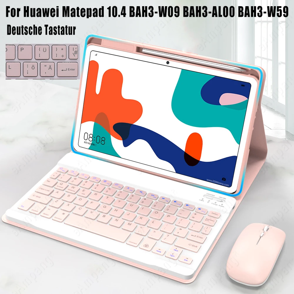 

Touchpad German Keyboard Case with Mouse for Huawei Matepad 10.4 BAH3-W09 BAH3-AL00 BAH3-W59 Cover with Pen Slot German Keyboard