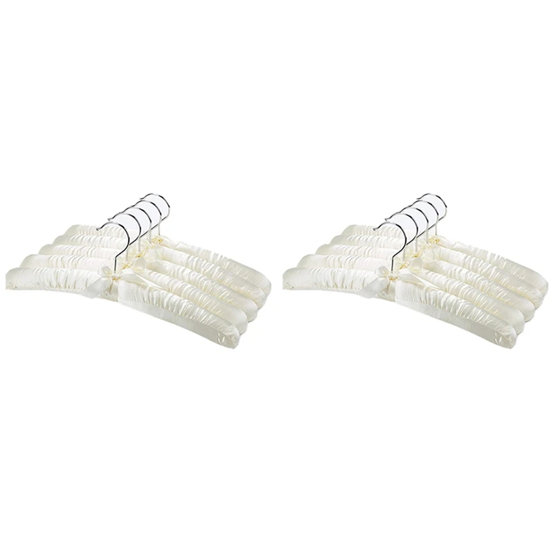 

10 атласных подвесок для нежных свадебных платьев, шелковые вешалки с антикоррозийным поворотным хромированным крючком