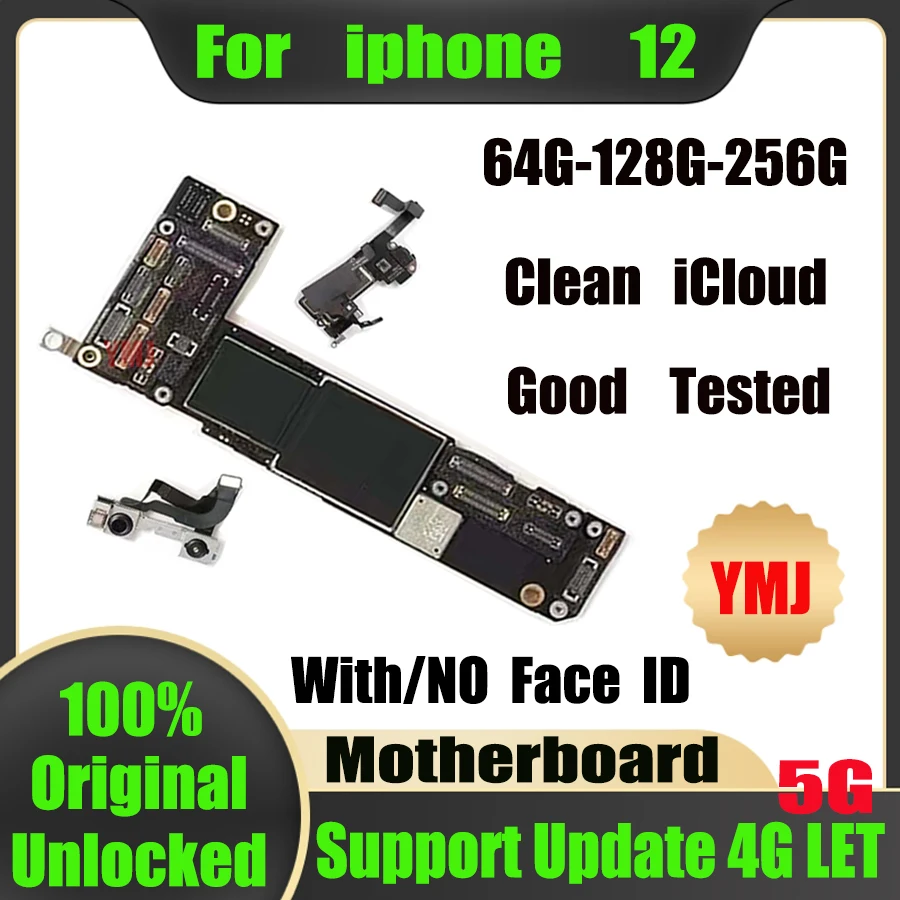 

Оригинальная разблокированная материнская плата для iphone 12 с/без идентификатора лица, бесплатный icloud для iphone 12, логическая плата 100% tested.64 ГБ...