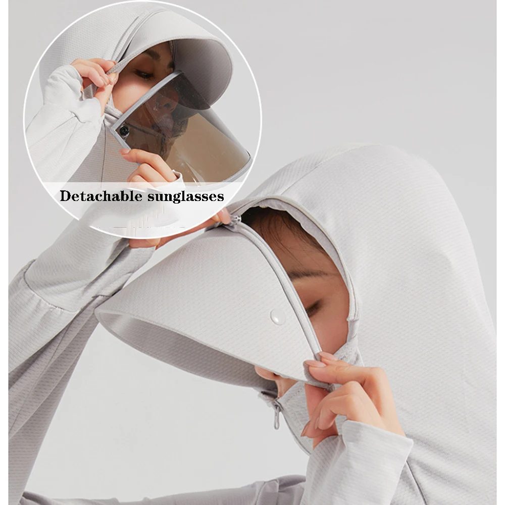 Summer Sun-protective Clothing UV UPF50+ Men's and Women's Anti-ultraviolet UV Proof Long-sleeves Sun Block Hooded Jacket 2023